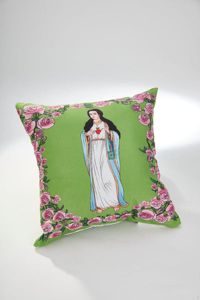 FOR THE IMMACULATE HEART TRIUMPH Immaculate Heart Hug Green Scapular Pillow 14 x 14 with green scapular as well