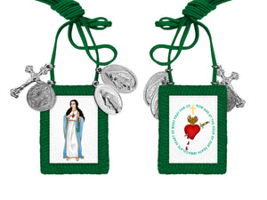 FOR THE IMMACULATE HEART TRIUMPH A Rare Durable Colorized Green Scapular catholic necklace